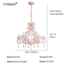 Axyaa Pink Crystal Chandelier for Daughter's Princess Room, Cute Girls Bedroom Lighting