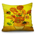 Axyaa Sunflower Starry Sky Oil Painting Polyester Cushion Cover Home Decor Pillowcase
