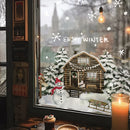 Winter Cabin Forest Window Clings by Axyaa: Double-Sided Xmas Static Decal for Home