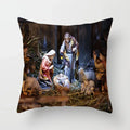 Retro Oil Painting Christmas Pillowcase - Axyaa Nativity Cushions Case Jesus Christ Print Throw Pillows Case