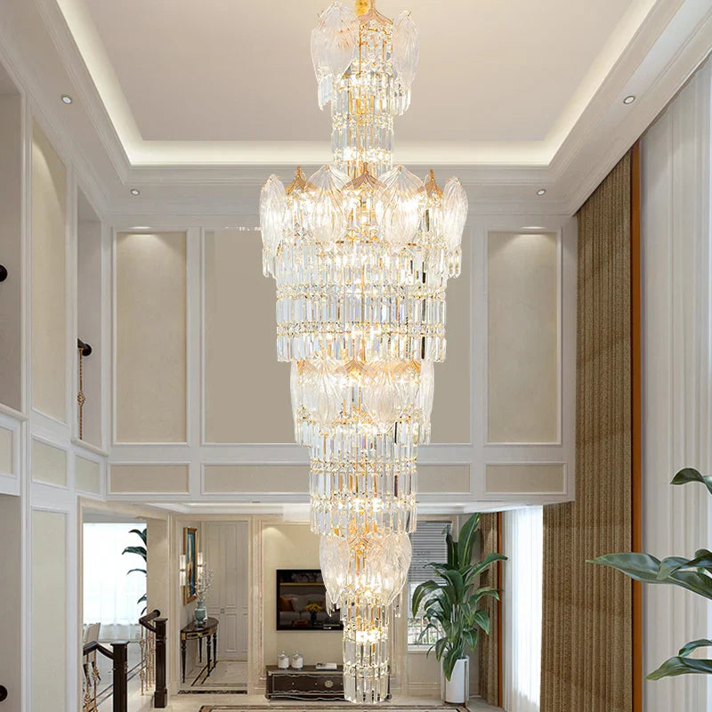 Axyaa Elegant Crystal Chandelier for Home, Hotel, and Villa Staircase