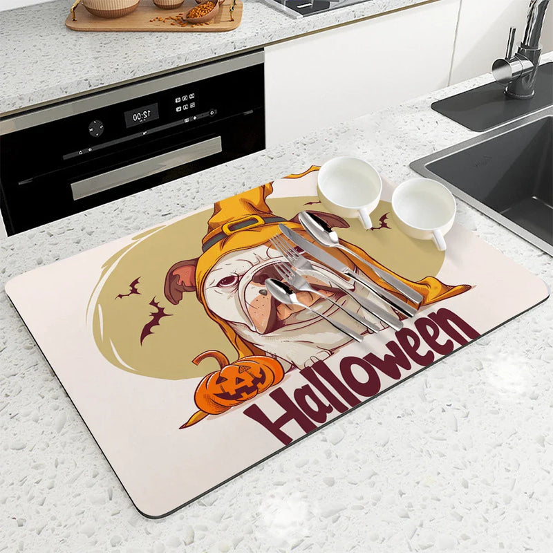 Axyaa Halloween Law Dry Coffee Mat - Absorbent Dish Placemat