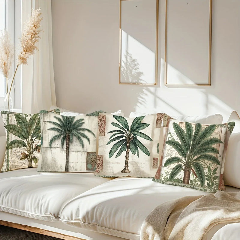Axyaa Retro Tropical Plant Leaf Tree Print Pillowcase for Home Room Decoration