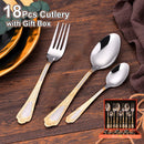 Axyaa 18-Piece Stainless Steel Gold Plated Cutlery Set with Matte Handle