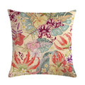 Axyaa Leaf Pattern Decorative Cushion Cover Pink Flower Linen Pillow Case