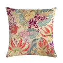 Axyaa Leaf Pattern Decorative Cushion Cover Pink Flower Linen Pillow Case