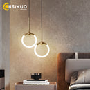 Axyaa Modern LED Circle Pendant Luminaires in Gold and Black