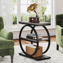 Axyaa Narrow End Table with 3 Shelves, Industrial Wooden Side Table