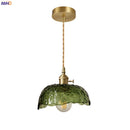 Axyaa Nordic Green Glass LED Hanging Lamp Copper Switch Pendant Light