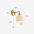 Axyaa Nordic Ceramic LED Wall Light with Pull Chain Switch, Modern Copper Sconce Home Lighting