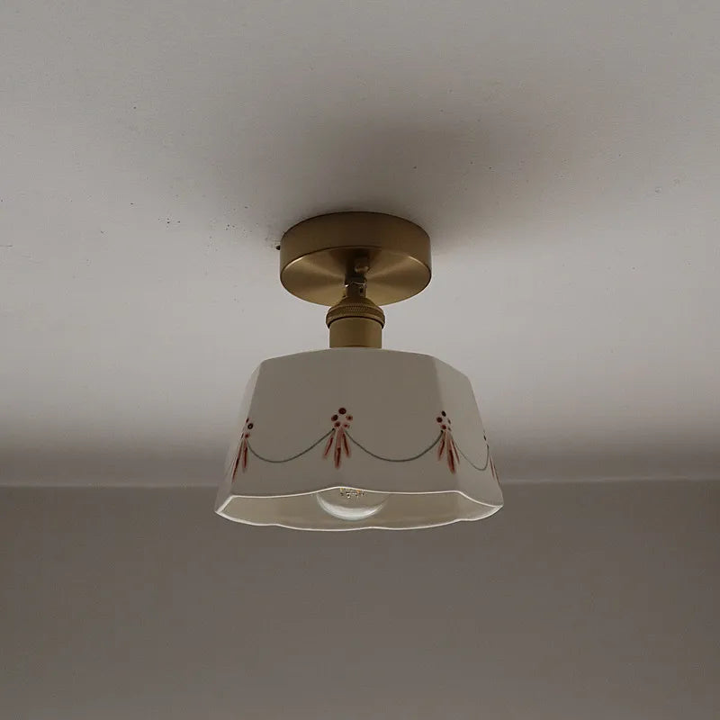 Axyaa Ceramic Copper LED Ceiling Lights for Home Balcony Kitchen Corridor Lighting