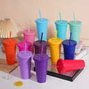 Axyaa 24oz Solid Color Reusable Cold Cup with Lid and Straw