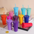 Axyaa 710ml 24oz Reusable Plastic Cold Cup with Lid and Straw