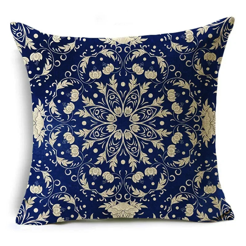 Axyaa Blue & White Porcelain Pattern Pillowcase - Sofa Decor 40cm/45cm/50cm