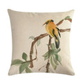 Axyaa Vintage Bird Pattern Cotton Linen Throw Pillow Cover for Sofa