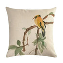 Axyaa Vintage Bird Pattern Cotton Linen Throw Pillow Cover for Sofa