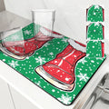 Axyaa Christmas Coffee Drying Mat - Absorbent Anti Slip Table Mat for Cups