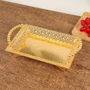 Axyaa Metal Mirror Crystal Cake Tray | Home Kitchen Decor Ornament
