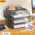 Axyaa 5 Tier Stackable Desk Organizer Tray - Mesh Desktop File Paper Document Organizer