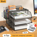 Axyaa 5 Tier Stackable Desk Organizer Tray - Mesh Desktop File Paper Document Organizer