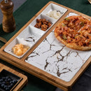 Axyaa Square Ceramic Plate with Gold Pattern for Nordic Restaurant, Pizza, Snacks
