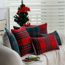Axyaa Christmas Plaid Cushion Cover - Retro Red/Green 45x45cm