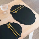 Axyaa PU Placemat Set Luxury Table Pad Set, Black Pink Green Place Mat for Dining Table