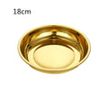 Axyaa Gold Stainless Steel Round Serving Tray - Kitchen Organizer Tray