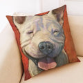 Axyaa Funny Pet Dog Pattern Linen Cushion Cover 45x45cm for Home Decor