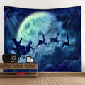 Axyaa Christmas Party Decoration Background Cloth Santa Claus Christmas Tree Stove Tapestry