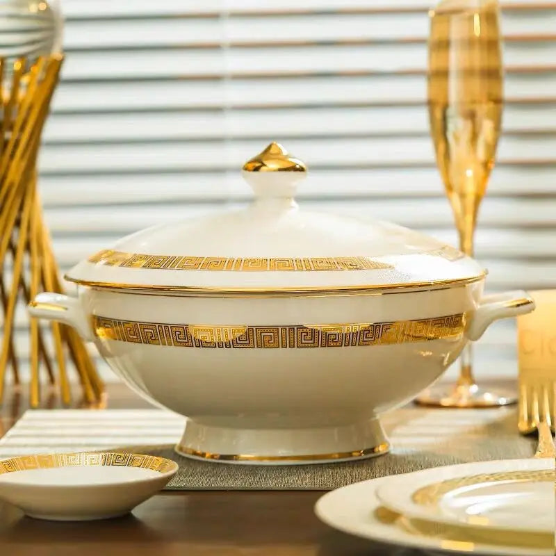 Axya™ Luxe 60-Piece Dinnerware Set Bone Bowl Spoon Plate Chopsticks Cutlery
