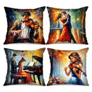 Axyaa Romantic Music Art Couple Pillow Covers for Sofa Bedroom Car