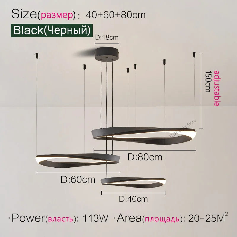 Axyaa Nordic Pendant Chandelier Ring Lamp for Modern Dining Room and Bedroom