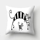 Axyaa Black & White Cat Pattern Cushion Cover for Living Room, Bedroom & Sofa