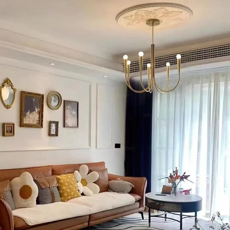 Axyaa Modern Gold Chandelier: Nordic Metal LED Chandelier Lighting for Living Room, Kitchen, Restaurant