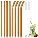 Axyaa Glass Straws - Set of 10 Eco-Friendly Reusable Cocktail Smoothie Bar Accessories