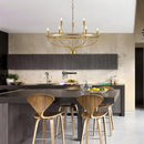 Axyaa Brass 9-Light Chandelier Gold Finish Geometric Ceiling Light for Dining & Living Room