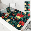 Axyaa Christmas Holly Absorbent Dry Mat for Dishes and Cups