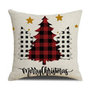 Axyaa Christmas Linen Print Throw Pillow Cover for Home Sofa, Living Room and Bedroom