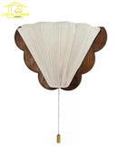 Axyaa Retro LED Wall Lamp Solid Wood Fabric Art Decor Bedroom Living Room