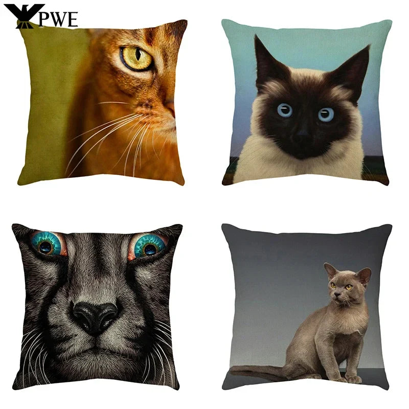 Axyaa Black Cat Cartoon Decorative Cushion Cover