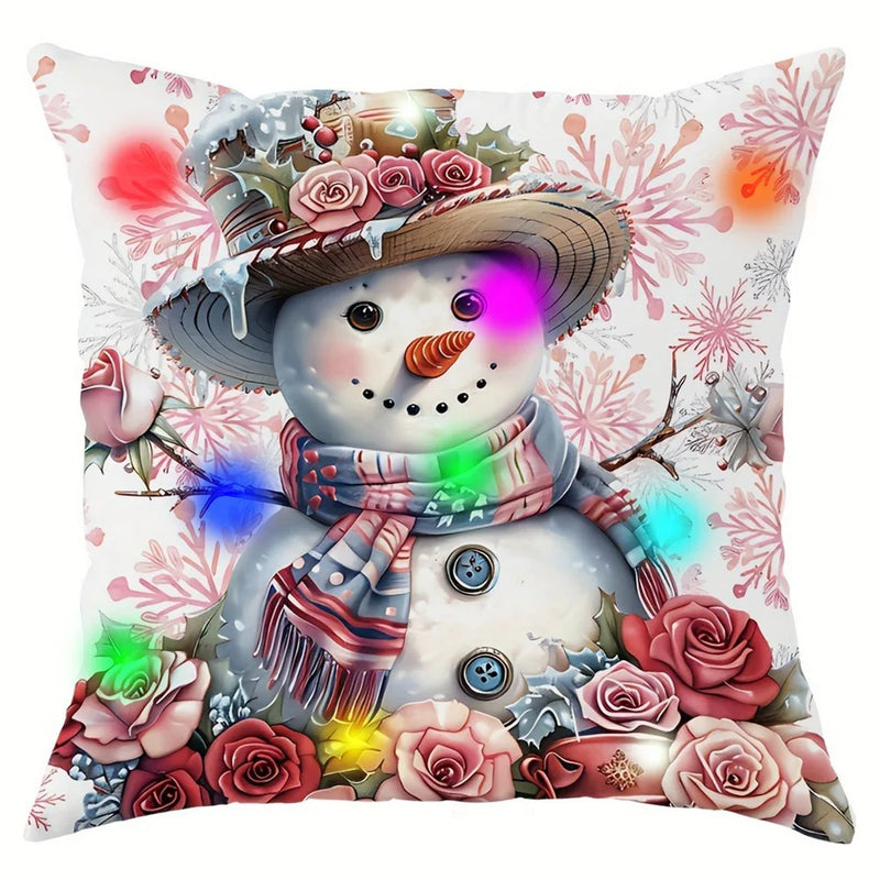 Axyaa LED Luminous Pillowcase with Santa Claus Snowman Rose Design