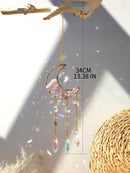 Axyaa Moon Crystal Suncatcher with Colorful Prism Pendant - Garden, Patio, Home Décor