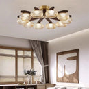 Axyaa Medieval Style Walnut Bedroom Ceiling Light Glass Lamp
