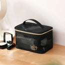 Axyaa Mesh Makeup Bags Set: Black&Heart Portable Cosmetic Pouches, 5pcs
