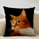 Axyaa Cat and Dog Pattern Cushion Cover 45x45cm Linen Square Pillowcase