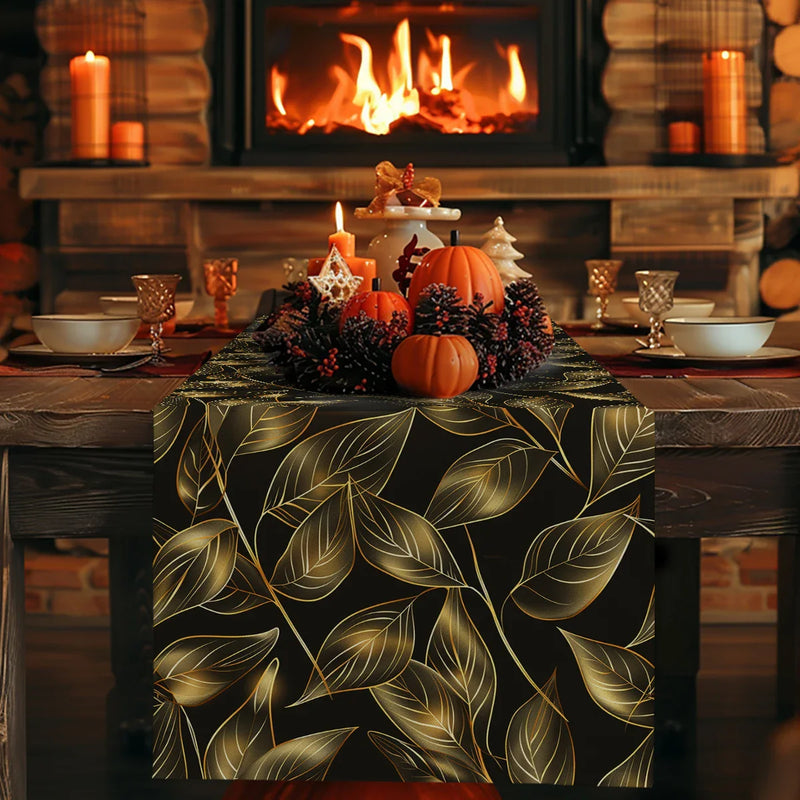 Axyaa Branches Leaves Table Runner for Home Dining and Wedding Party Decor