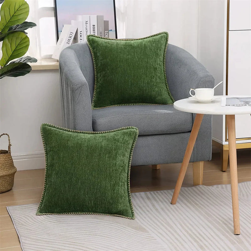 Axyaa Chenille Cushion Cover: Soft Luxury Decorative Pillow Case for Living Room