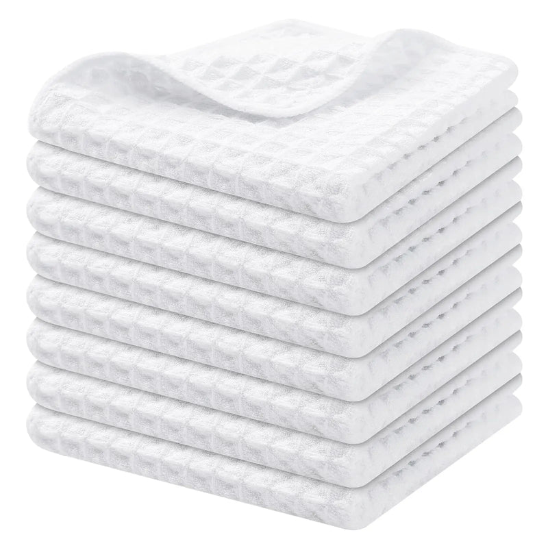 Axyaa Microfiber Waffle Kitchen Towels - Ultra Absorbent Cleaning Rags