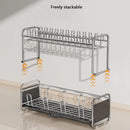 Axyaa Double Layer Kitchen Sink Dish Drainer Rack and Cutlery Basket